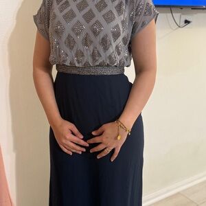 Elegant Gray and Black Dress